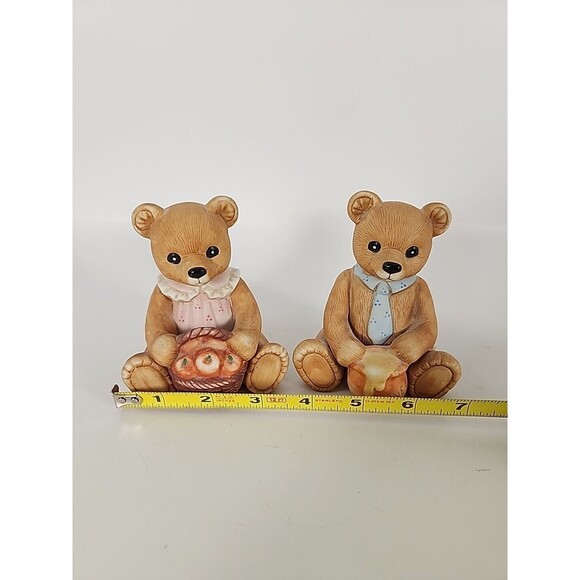 HOMCO CERAMIC BEAR BOY w/HONEY POT & GIRL w/APPLE BASKET FIGURINES #1405 - Picture 3 of 15